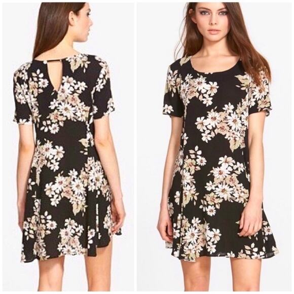 Anthropologie ASTR the Label Black Floral Babydoll Dress Size Medium - Picture 6 of 8
